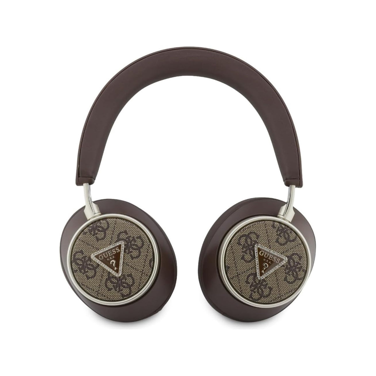 Guess Auriculares Bluetooth de Diadema – Cascos Marrón con Cancelación de Ruido ENC y Logo Guess, Conexión Inalámbrica Estable y Diseño Elegante