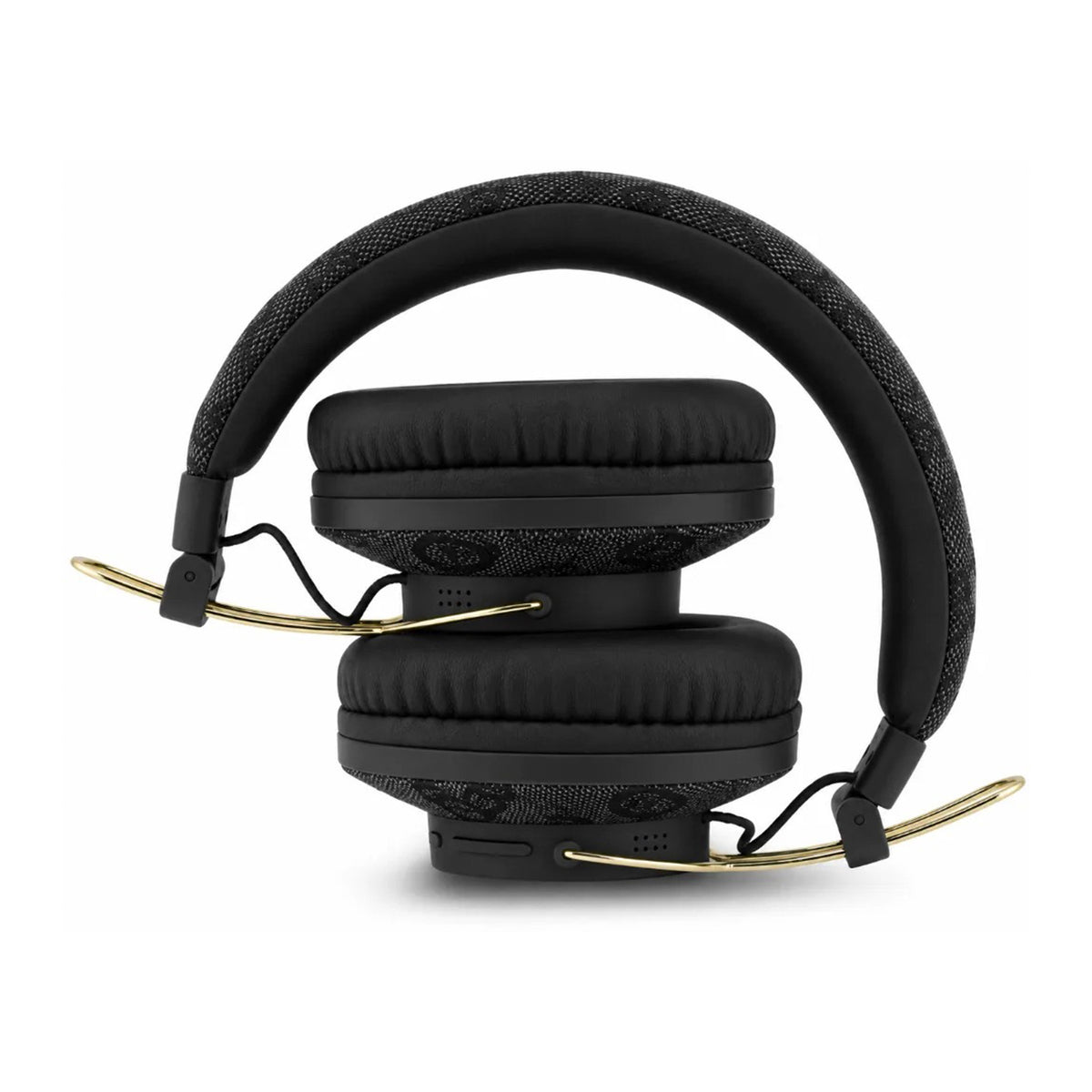 GUESS Auriculares Bluetooth de Polipiel con ENC y Logo Triangular, Negro