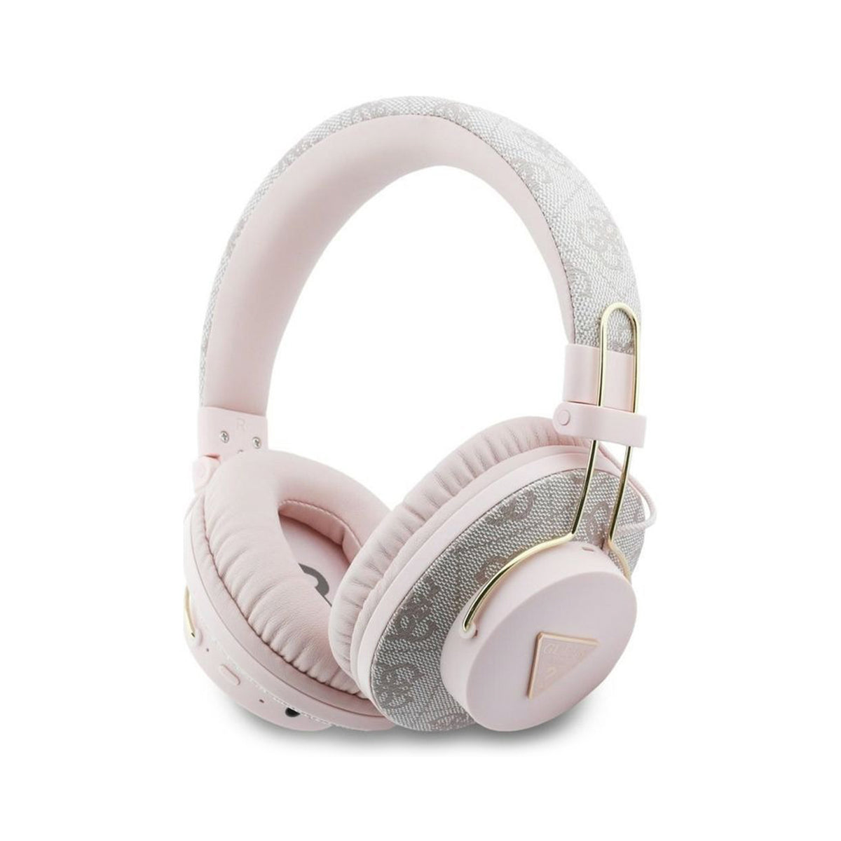 GUESS Auriculares Bluetooth de Polipiel con ENC y Logo Triangular, Rosa