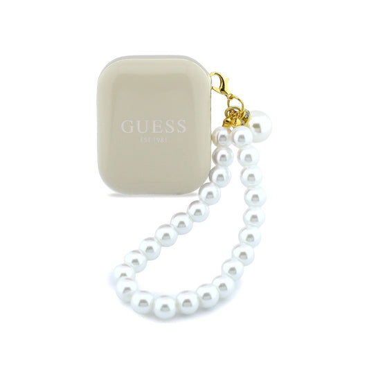 GUESS Auriculares TWS con Correa de Perlas y Estuche de Carga, Beige
