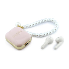 GUESS Auriculares TWS con Correa de Perlas y Estuche de Carga, Rosa