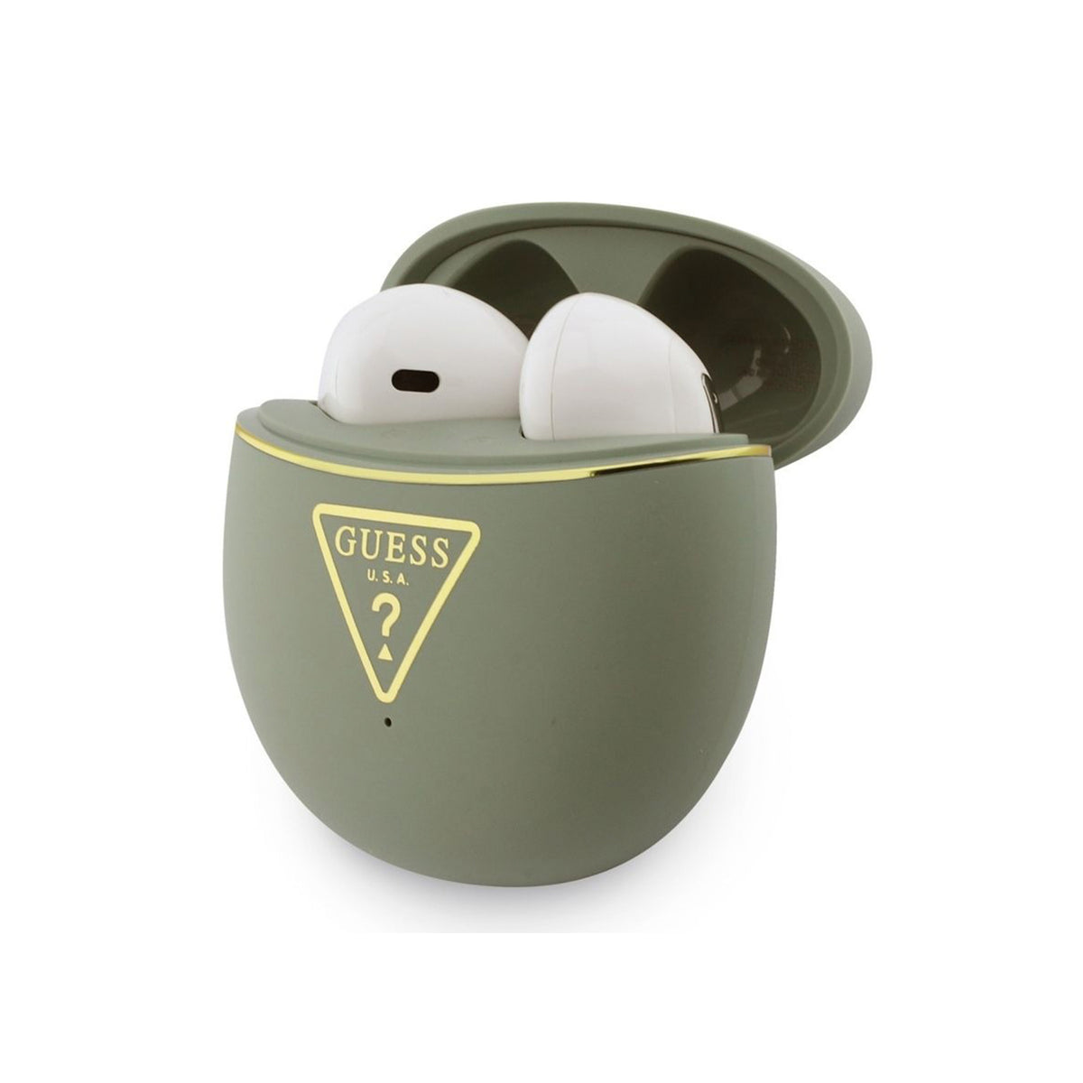 GUESS Auriculares Inalámbricos con Logo Triangular Dorado, Verde