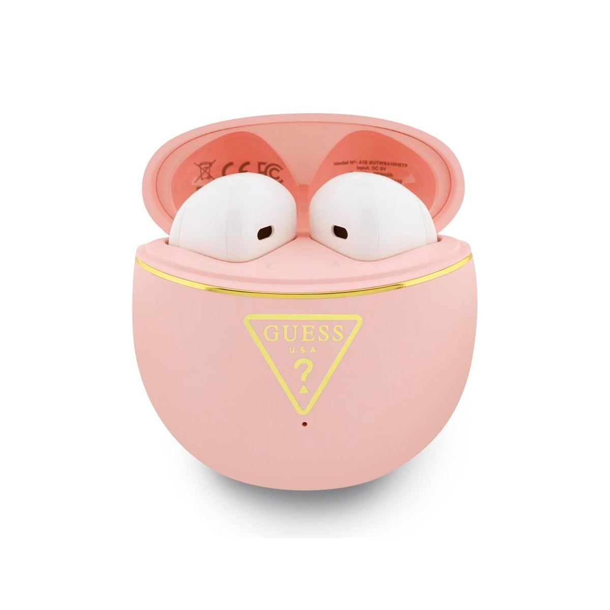 GUESS Auriculares Inalámbricos con Logo Triangular Dorado, Rosa