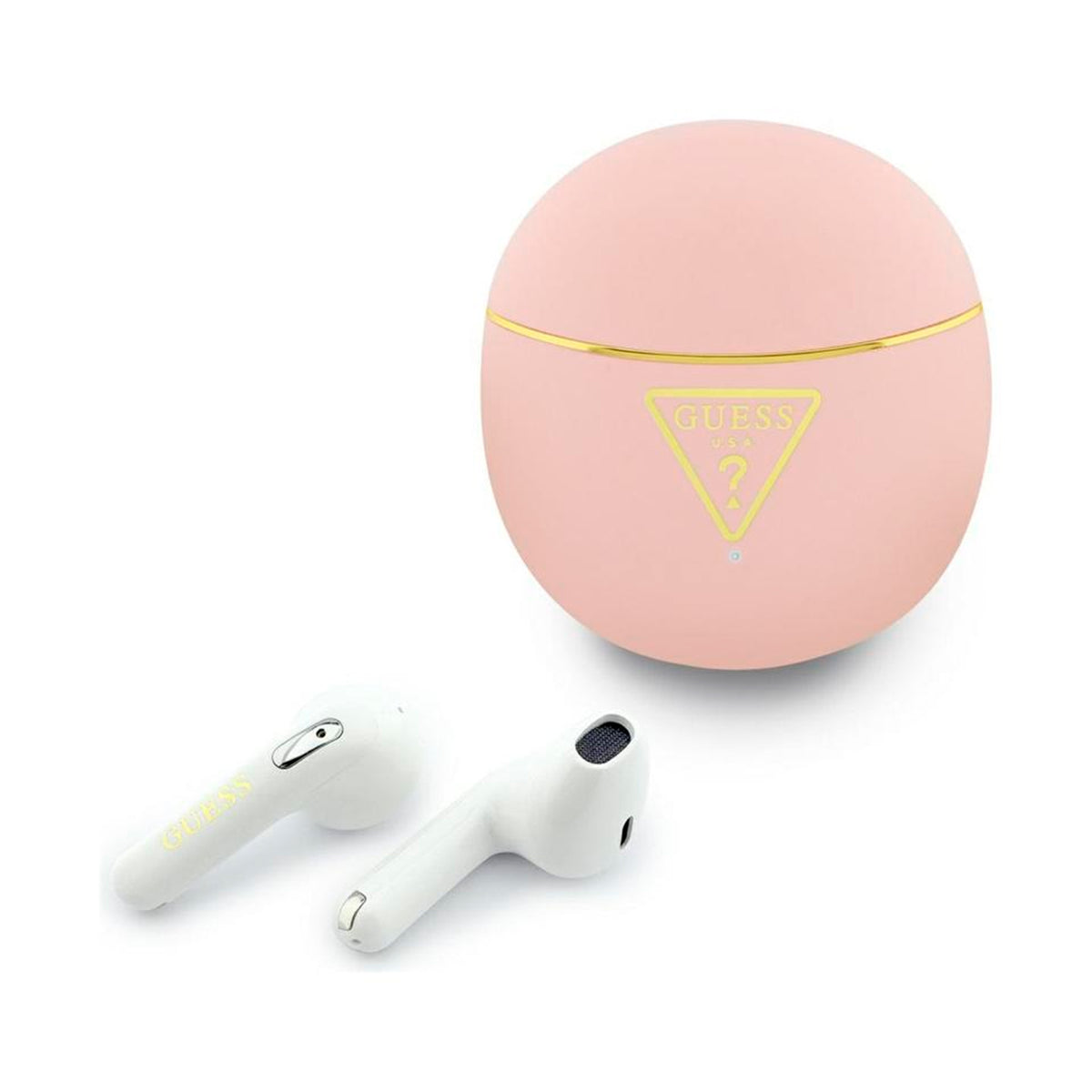GUESS Auriculares Inalámbricos con Logo Triangular Dorado, Rosa