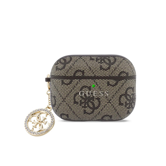 Guess Funda para AirPods 3 – Carcasa Marrón con Estampado Clásico Guess, Protección Segura y Ajuste Preciso
