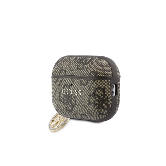 Guess Funda para AirPods 3 – Carcasa Marrón con Estampado Clásico Guess, Protección Segura y Ajuste Preciso