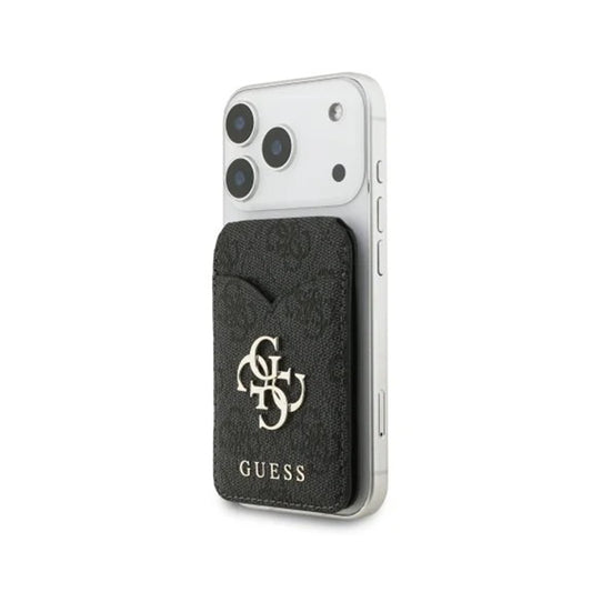 GUESS Tarjetero 4G con Espejo Compatible con MagSafe, Negro