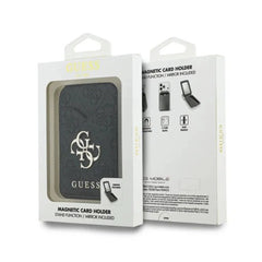 GUESS Tarjetero 4G con Espejo Compatible con MagSafe, Negro