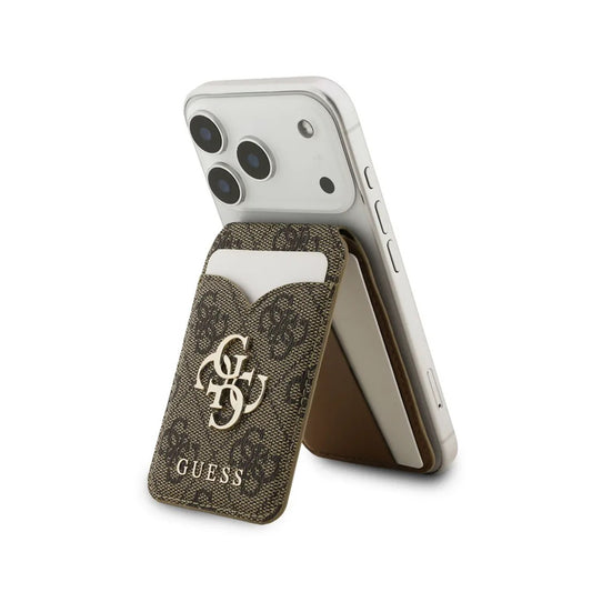 GUESS Tarjetero 4G con Espejo Compatible con MagSafe, Marrón