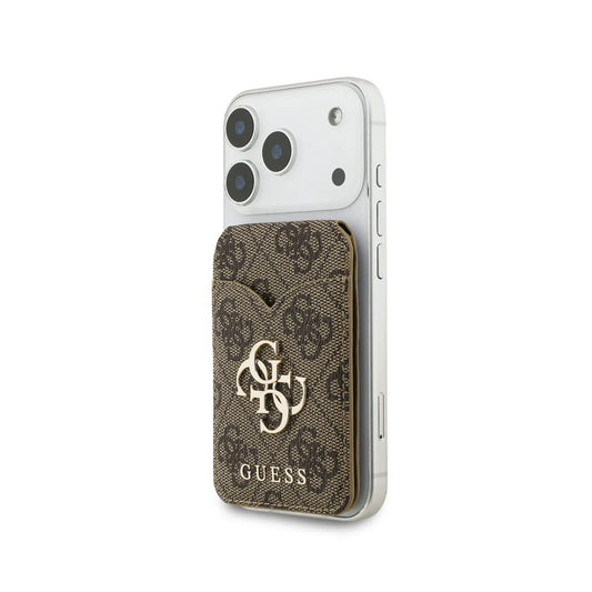 GUESS Tarjetero 4G con Espejo Compatible con MagSafe, Marrón