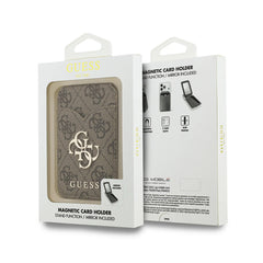GUESS Tarjetero 4G con Espejo Compatible con MagSafe, Marrón