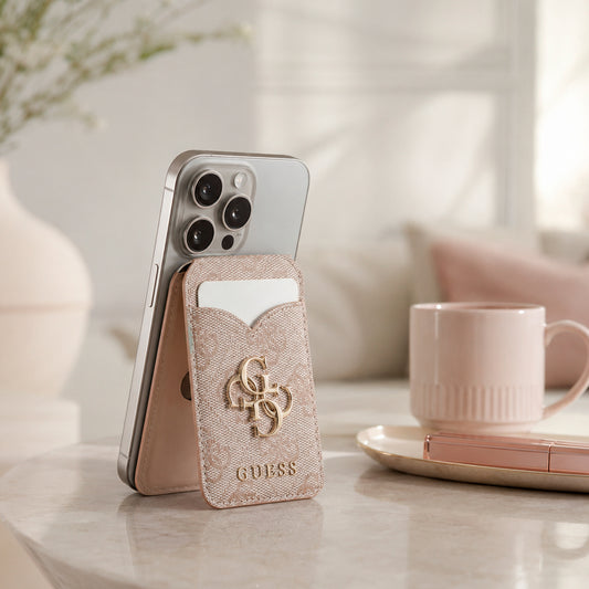 GUESS Tarjetero 4G con Espejo Compatible con MagSafe, Rosa