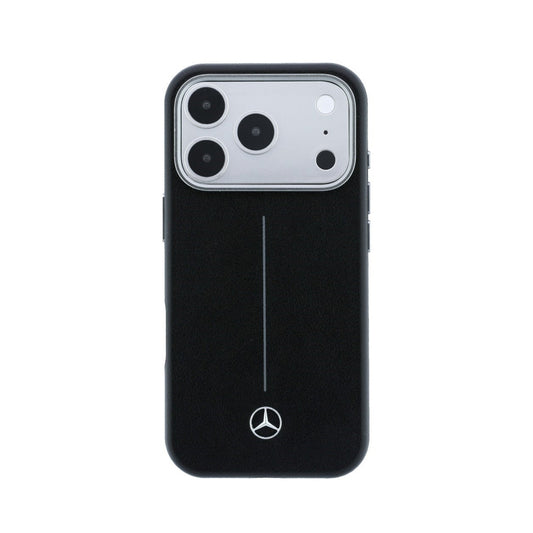 Mercedes-Benz Funda Efecto Cuero para iPhone 17 Pro/18 Pro Compatible con MagSafe, Negro
