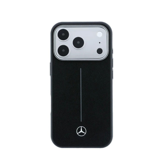 Mercedes-Benz Funda de Cuero para iPhone 17 Pro Max Compatible con MagSafe, Negro
