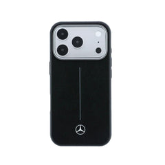 Mercedes-Benz Funda de Cuero para iPhone 17 Pro Max Compatible con MagSafe, Negro