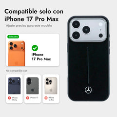 Mercedes-Benz Funda de Cuero para iPhone 17 Pro Max Compatible con MagSafe, Negro