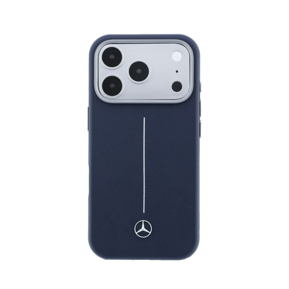 Mercedes-Benz Funda Efecto Cuero para iPhone 17 Pro/18 Pro Compatible con MagSafe, Azul Marino