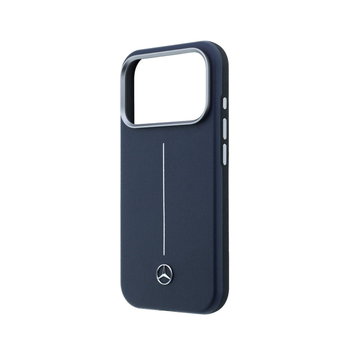 Mercedes-Benz Funda Efecto Cuero para iPhone 17 Pro/18 Pro Compatible con MagSafe, Azul Marino