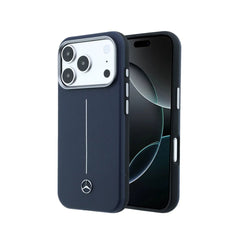 Mercedes-Benz Funda de Cuero para iPhone 17 Pro Max Compatible con MagSafe, Azul