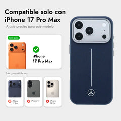 Mercedes-Benz Funda de Cuero para iPhone 17 Pro Max Compatible con MagSafe, Azul