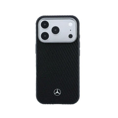 Mercedes-Benz Funda de Cuero con Textura para iPhone 17 Pro Compatible con MagSafe, Negro