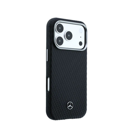 Mercedes-Benz Funda de Cuero con Textura para iPhone 17 Pro Compatible con MagSafe, Negro
