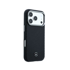 Mercedes-Benz Funda de Cuero con Textura para iPhone 17 Pro Compatible con MagSafe, Negro