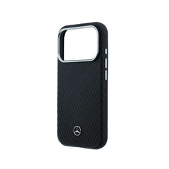 Mercedes-Benz Funda de Cuero con Textura para iPhone 17 Pro Compatible con MagSafe, Negro