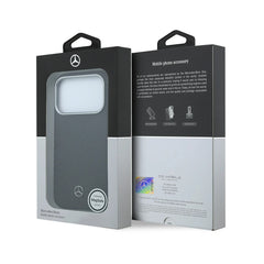 Mercedes-Benz Funda de Cuero con Textura para iPhone 17 Pro Max Compatible con MagSafe, Negro