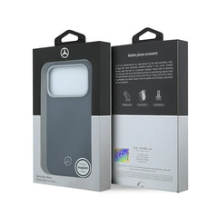Mercedes-Benz Funda de Cuero con Textura para iPhone 17 Pro Max Compatible con MagSafe, Azul Marino