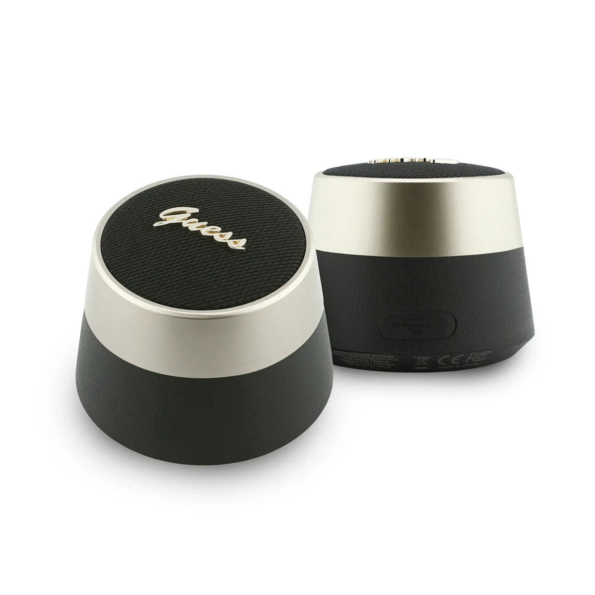 GUESS Altavoz Bluetooth Portátil 5W con Logo Script Metálico, Negro