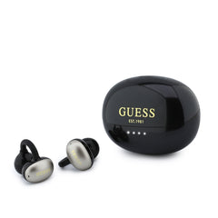 GUESS Auriculares OWS con Acabado Metálico y Logo Clásico, Negro
