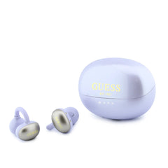 GUESS Auriculares OWS con Acabado Metálico y Logo Clásico, Morado