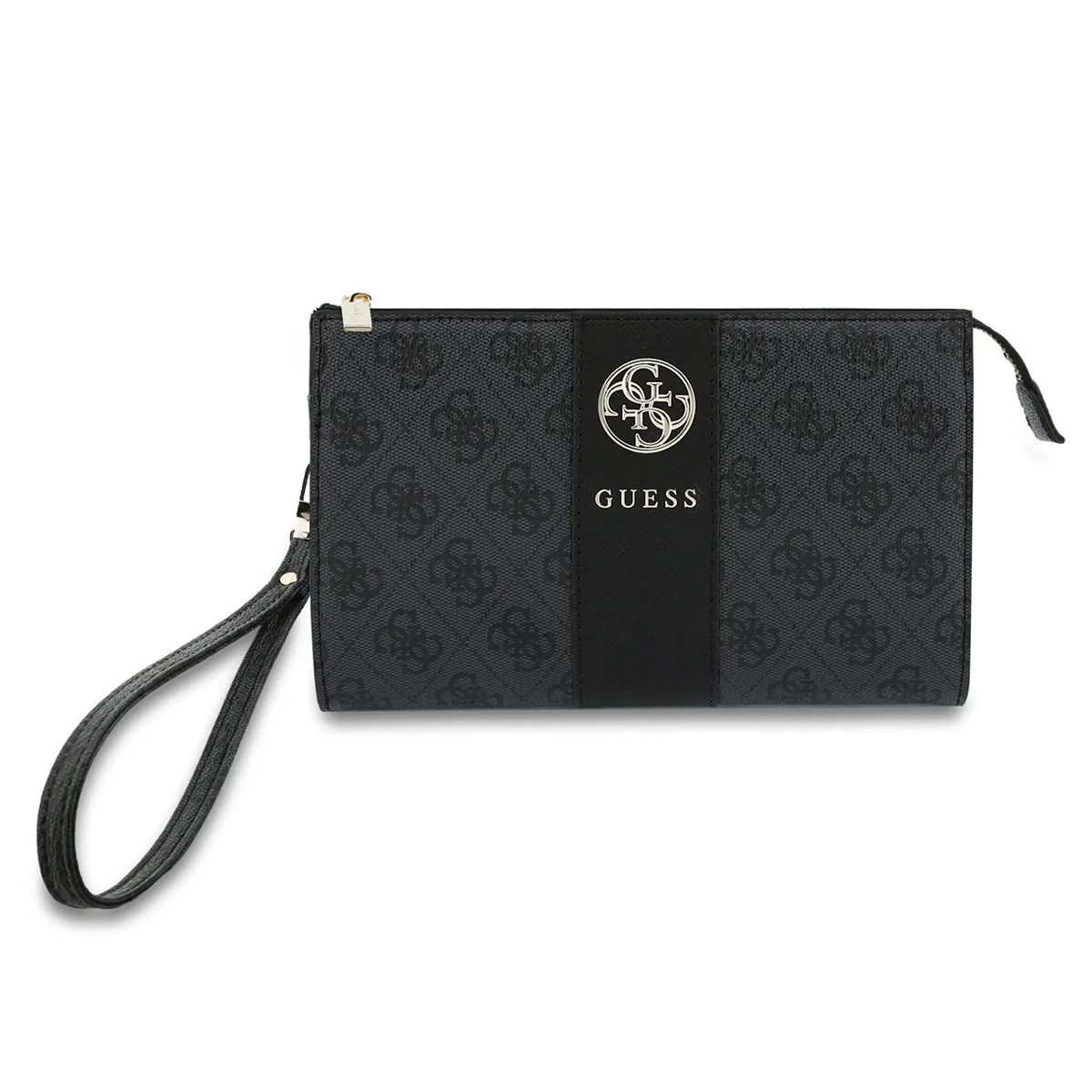 GUESS Bolso de Mano con Banda Central 4G, Negro