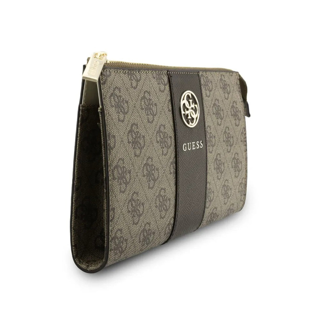 GUESS Bolso de Mano con Banda Central 4G, Marrón