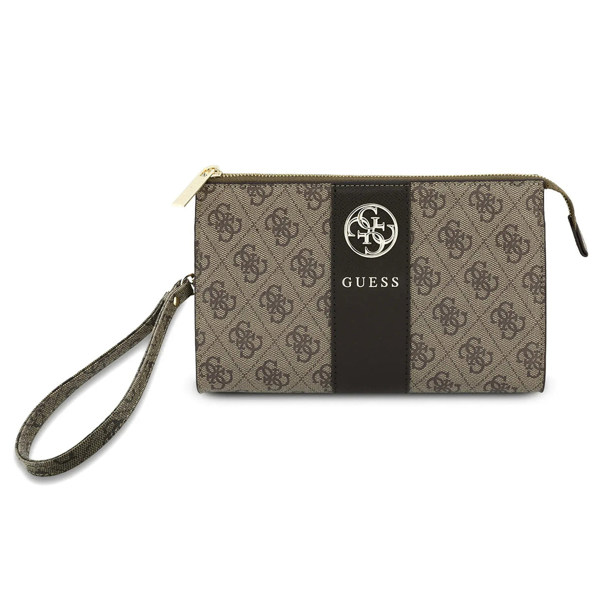 GUESS Bolso de Mano con Banda Central 4G, Marrón