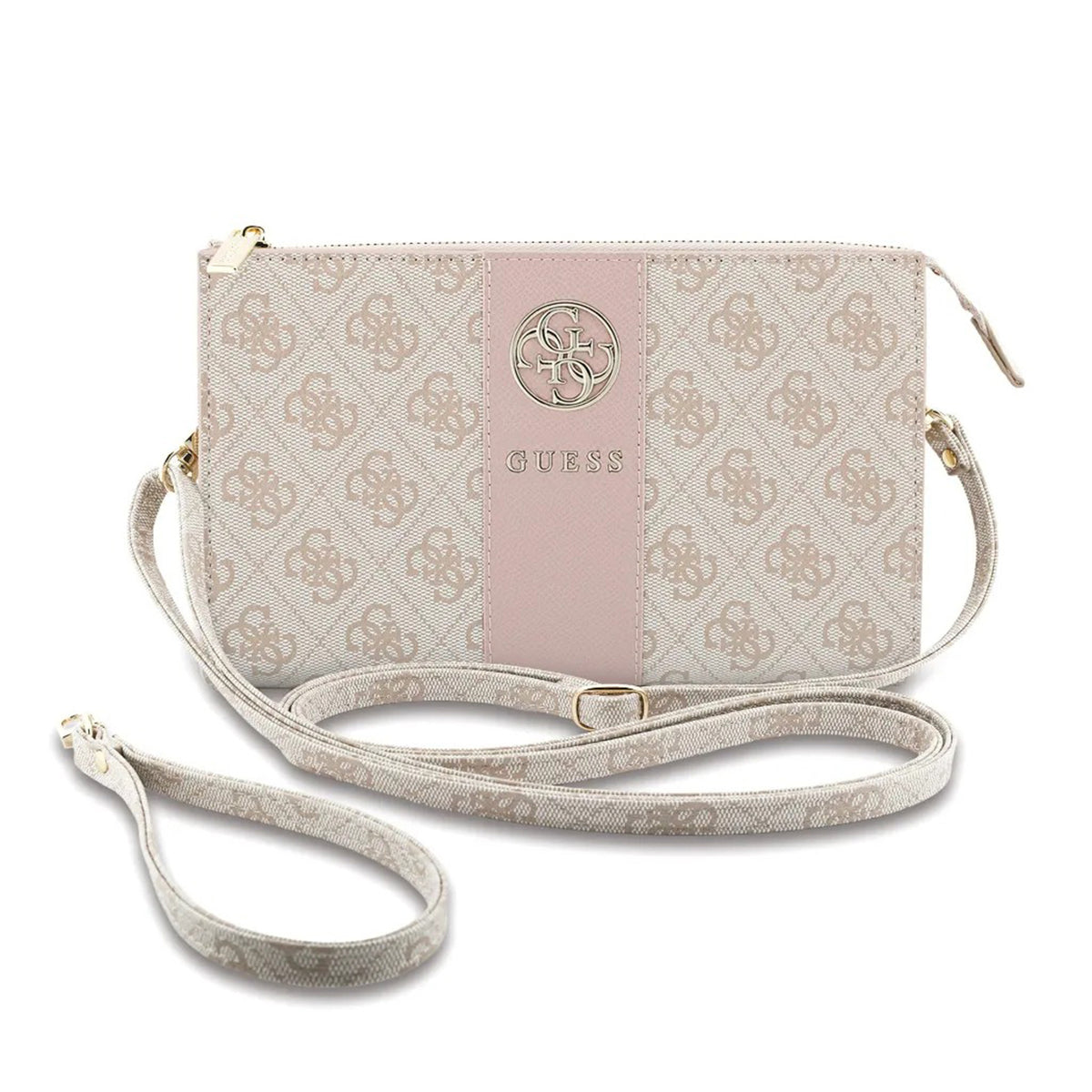 GUESS Bolso de Mano con Banda Central 4G, Rosa