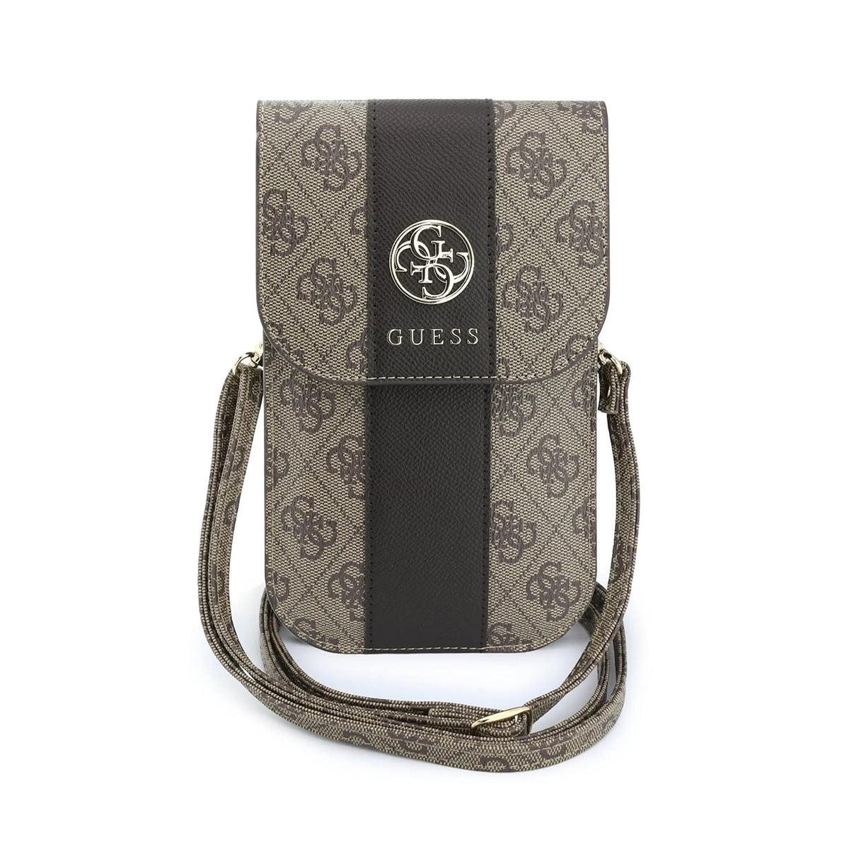 GUESS Bolso Cruzado con Banda Central 4G, Marrón