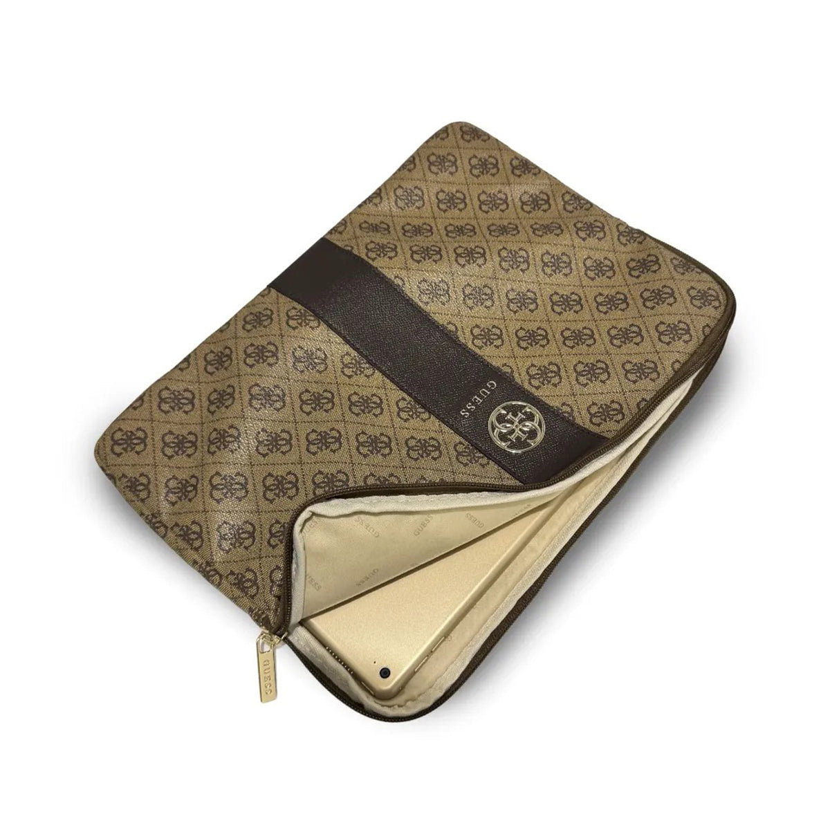 GUESS Funda para Portátil de 14" con Banda Central 4G, Marrón