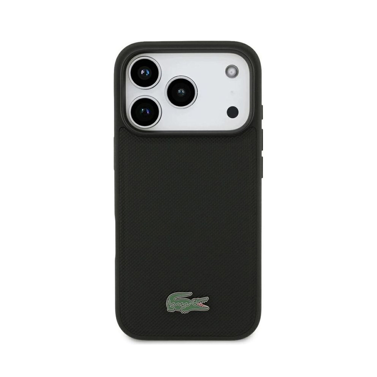 Lacoste Funda Petit Piqué para iPhone 17 Pro Max/18 Pro Max Compatible con MagSafe, Negro