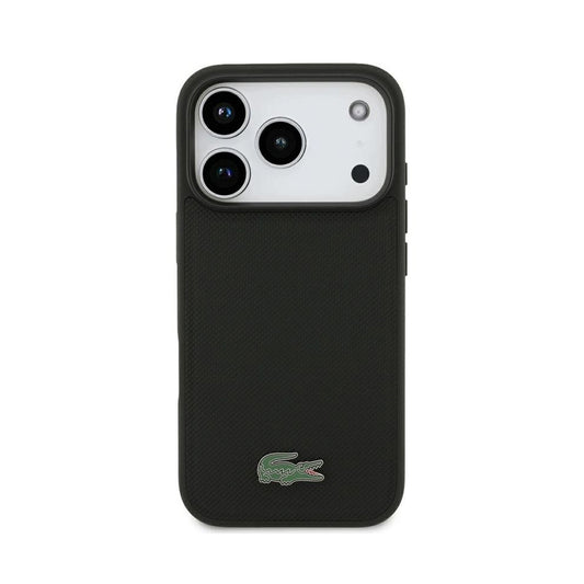 Lacoste Funda Petit Piqué para iPhone 17 Pro Max/18 Pro Max Compatible con MagSafe, Negro