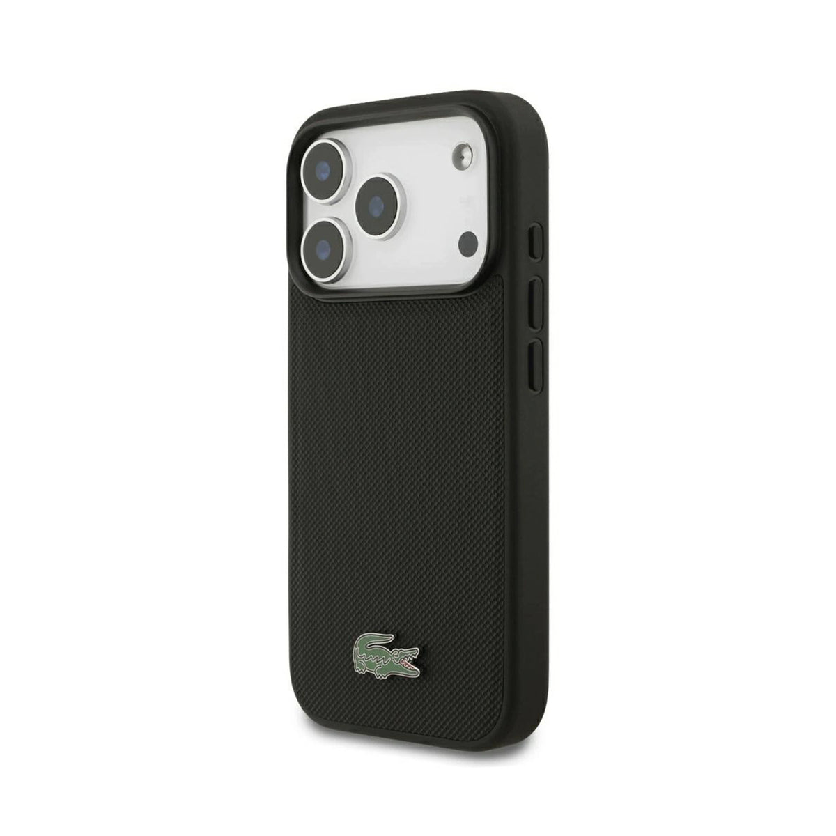 Lacoste Funda Petit Piqué para iPhone 17 Pro Max/18 Pro Max Compatible con MagSafe, Negro