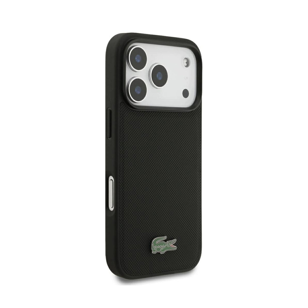 Lacoste Funda Petit Piqué para iPhone 17 Pro/18 Pro Compatible con MagSafe, Negro