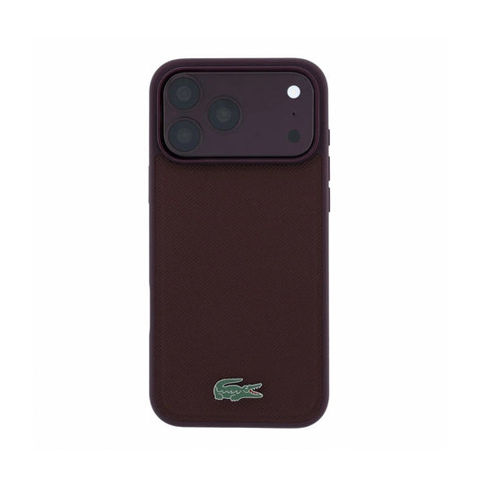Lacoste Funda Petit Piqué para iPhone 17 Pro/18 Pro Compatible con MagSafe, Burdeos