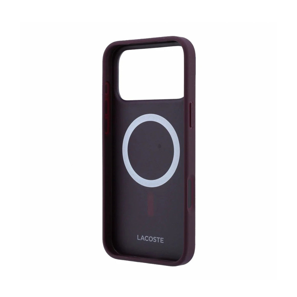 Lacoste Funda Petit Piqué para iPhone 17 Pro/18 Pro Compatible con MagSafe, Burdeos
