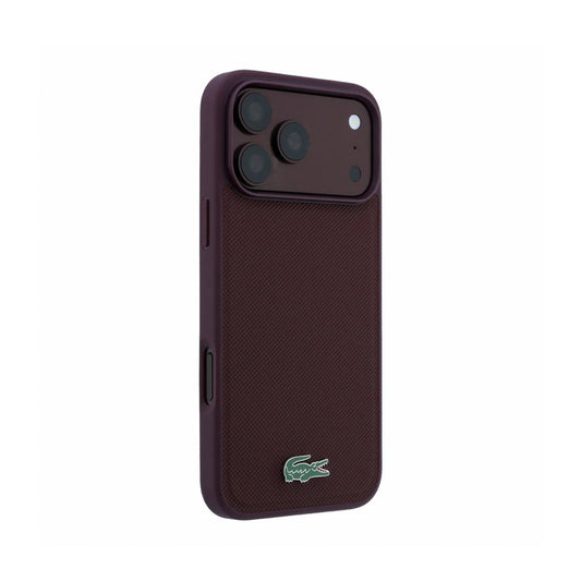 Lacoste Funda Petit Piqué para iPhone 17 Pro Max/18 Pro Max Compatible con MagSafe, Burdeos