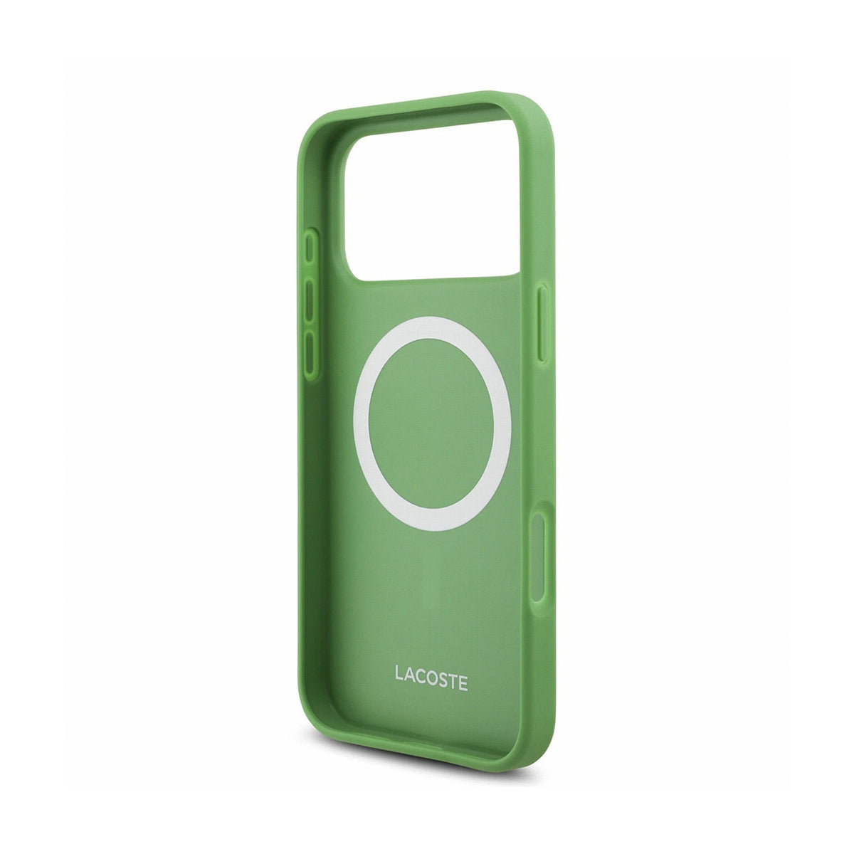 Lacoste Funda Petit Piqué para iPhone 17 Pro Max/18 Pro Max Compatible con MagSafe, Verde Botella