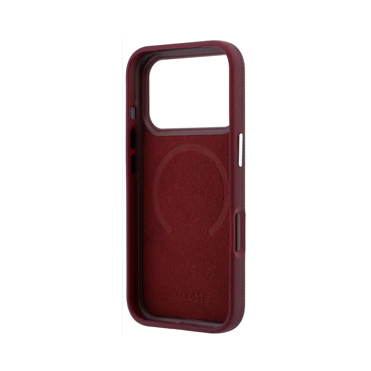 Lacoste Funda Petit Piqué para iPhone 18 Pro Compatible con MagSafe con Soporte, Burdeos