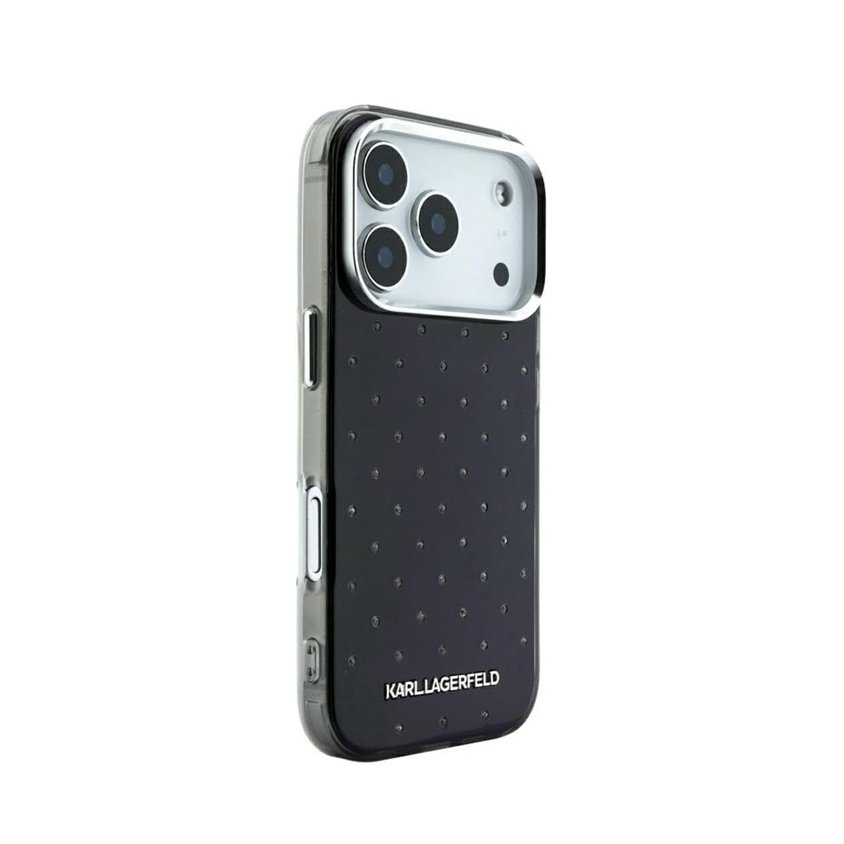 KARL LAGERFELD Funda Strass con Logo Metalizado para iPhone 18 Pro, Negra
