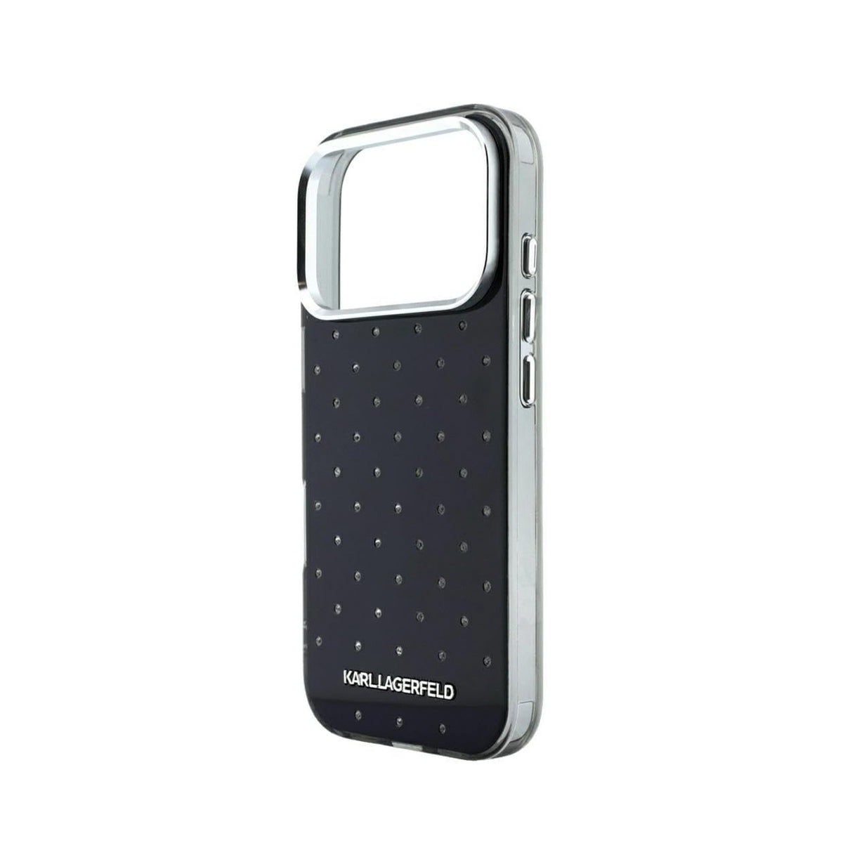 KARL LAGERFELD Funda Strass con Logo Metalizado para iPhone 18 Pro, Negra